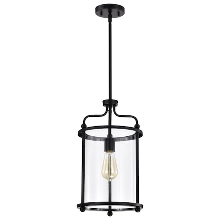 Nuvo Yorktown 1-Light Pendant - Matte Black Finish - Clear Glass 60/7945